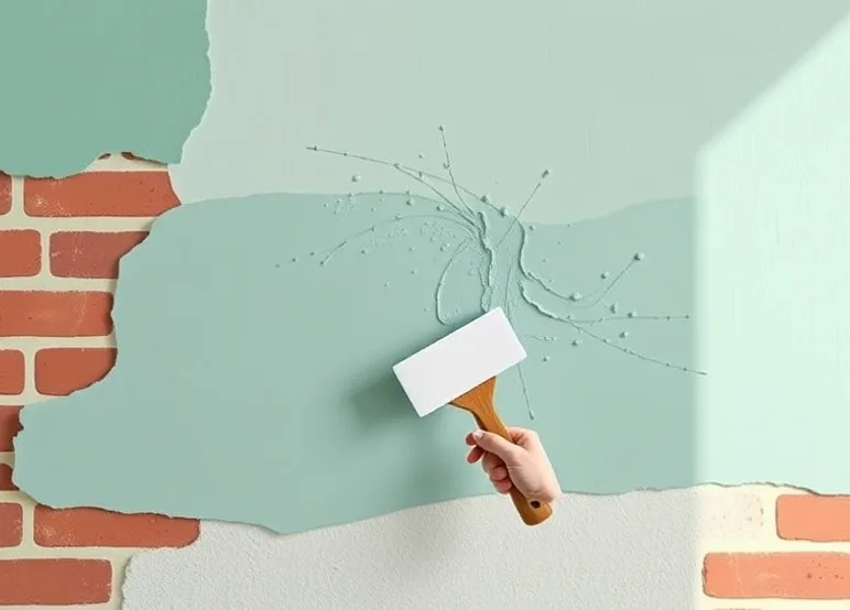 Application d'un enduit décoratif à la lisseuse sur un mur